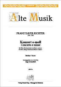 【輸入楽譜】リヒター, Franz Xaver: フルート協奏曲 ホ短調(フルートと弦楽オーケストラと通奏低音)/Gronefeld編: スコア兼チェンバロ譜