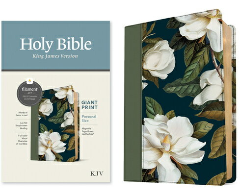 KJV Personal Size Giant Print Bible, Filament Enabled (Leatherlike, Magnolia Sage Green, Red Let..