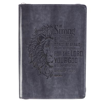 Strong & Courageous Classic Lux-Leather Zip Journal STRONG & COURAGEOUS CLASSIC LU [ ー ]