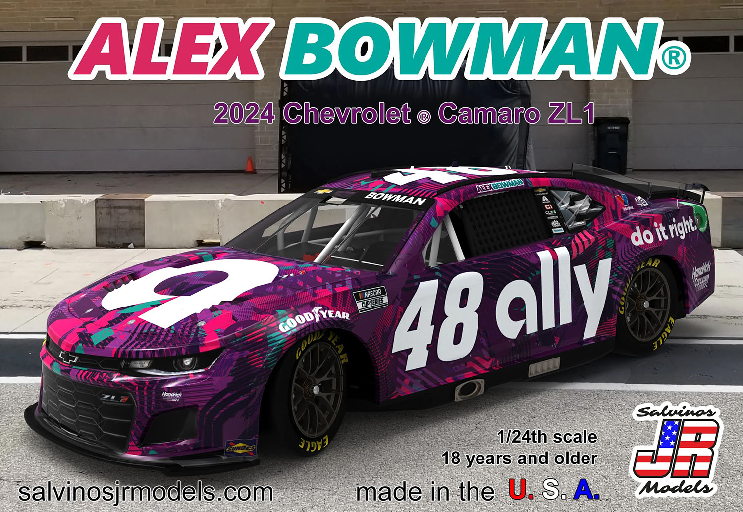 1/24 アレックス・ボウマン #48 アリー シボレー カマロ ZL1 NASCAR 2024 【HMC2024ABP】 (プラスチックモデルキット)