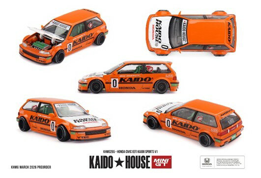 MINI-GT 1/64 Honda シビック EF Kaido スポーツ V1(左ハンドル) 【KHMG265】 (ミニカー)...