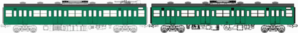 トラムウェイ 1/80 国鉄103系非ユニット窓・冷房車・青緑1号(モハ103+モハ102(T)) 【TW-103BGF】 (鉄道模型 HOゲージ)