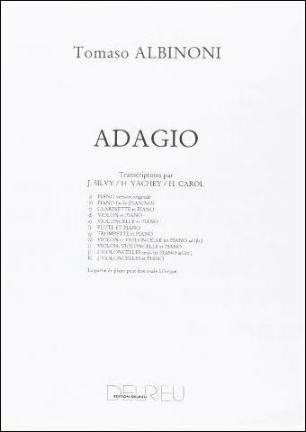 【輸入楽譜】アルビノーニ, Tomaso: アダージョ/2本のチェロとピアノのための編曲/Silvy & Vachey & Carol編