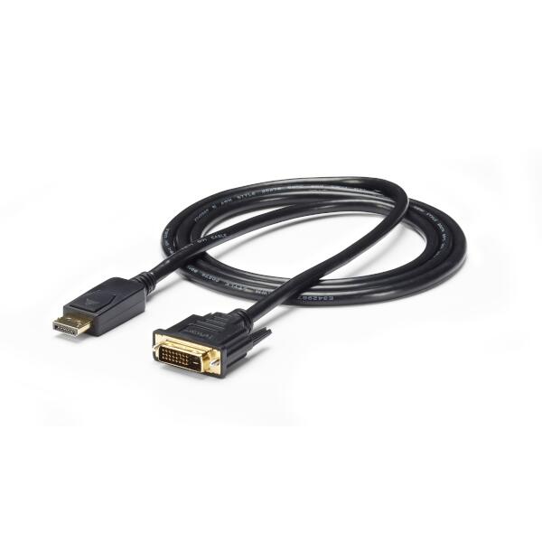 DisplayPort-DVI変換ケーブル 1.8m ディスプレイポート オス DVI-D (25ピン) オス DP-DVIケーブル 1920x1200 ブラック