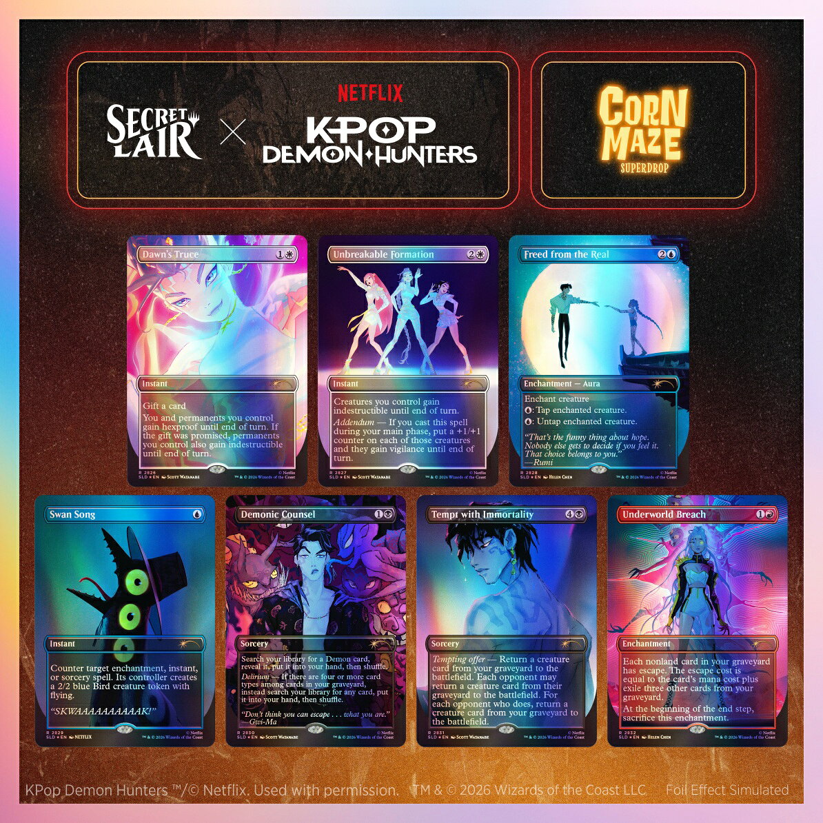 マジック：ザ・ギャザリング Secret Lair Corn Maze Superdrop Secret Lair x KPop Demon Hunters: How It's Done Traditional Foil Edition【クレジットカード決済限定】