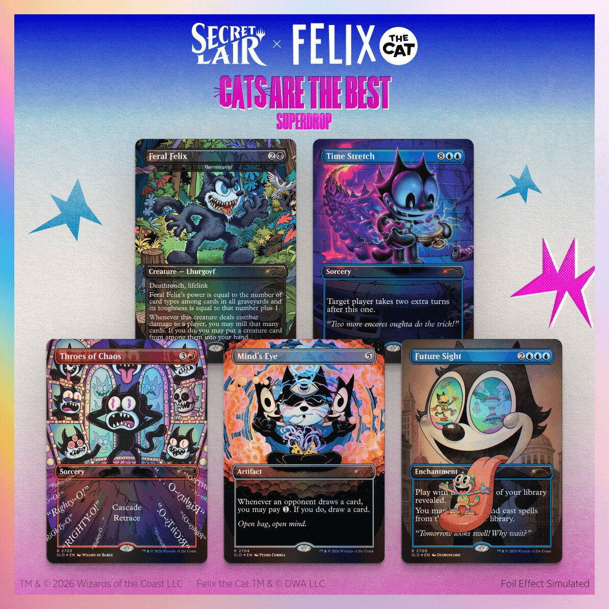 マジック：ザ・ギャザリング Secret Lair Cats are the Best Superdrop Secret Lair x Felix the Cat: Magic Bag of Tricks Foil Edition【クレジットカード決済限定】