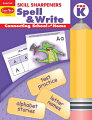 It has been proven that children benefit immensely when parents take an active role in their education. Skill Sharpeners Spell & Write provides grade-specific practice designed to keep written language skills sharp. Skill Sharpeners Spell & Write, PreK contains 26 units, one for each letter of the alphabet. Each unit includes an alphabet story and three activity pages to help students identify and write the capital and lowercase letter presented. The unit ends with a Test Your Skills assessment page, where answers are presented in a fill-in-the-bubble test format.