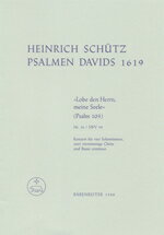 【輸入楽譜】シュッツ, Heinrich: 「ダヴィデの詩篇歌集」より 我が魂よ、主をほめたたえよ SWV 39/原典版/Rabenschlag & Ehmann編