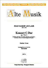 【輸入楽譜】ルクレール, Jean-Marie: フルート(オーボエまたはバイオリン)協奏曲集 ハ長調 Op.7/3/リデル編: スコア