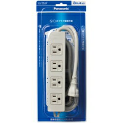 Panasonic OAタップ(接地15A形)(4コ口・グレー)(3mコード付)(マグネット付) WCH2334HP