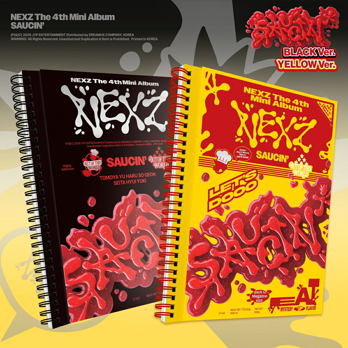【楽天ブックス限定先着特典+先着特典】SAUCIN' (BLACK ver. / YELLOW ver.ランダム)(フォトカード(ソロ全7種のうちランダムで1種)+シリアルナンバー入りチラシ1枚) [ NEXZ ]