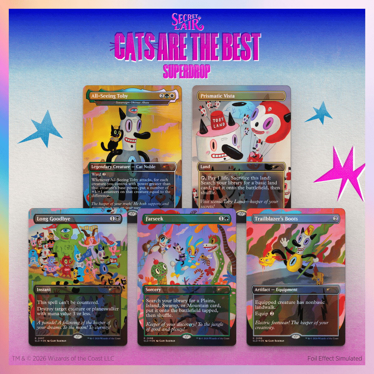 マジック：ザ・ギャザリング Secret Lair Cats are the Best Superdrop Toby’s Journey by Gary Baseman Foil Edition【クレジットカード決済限定】