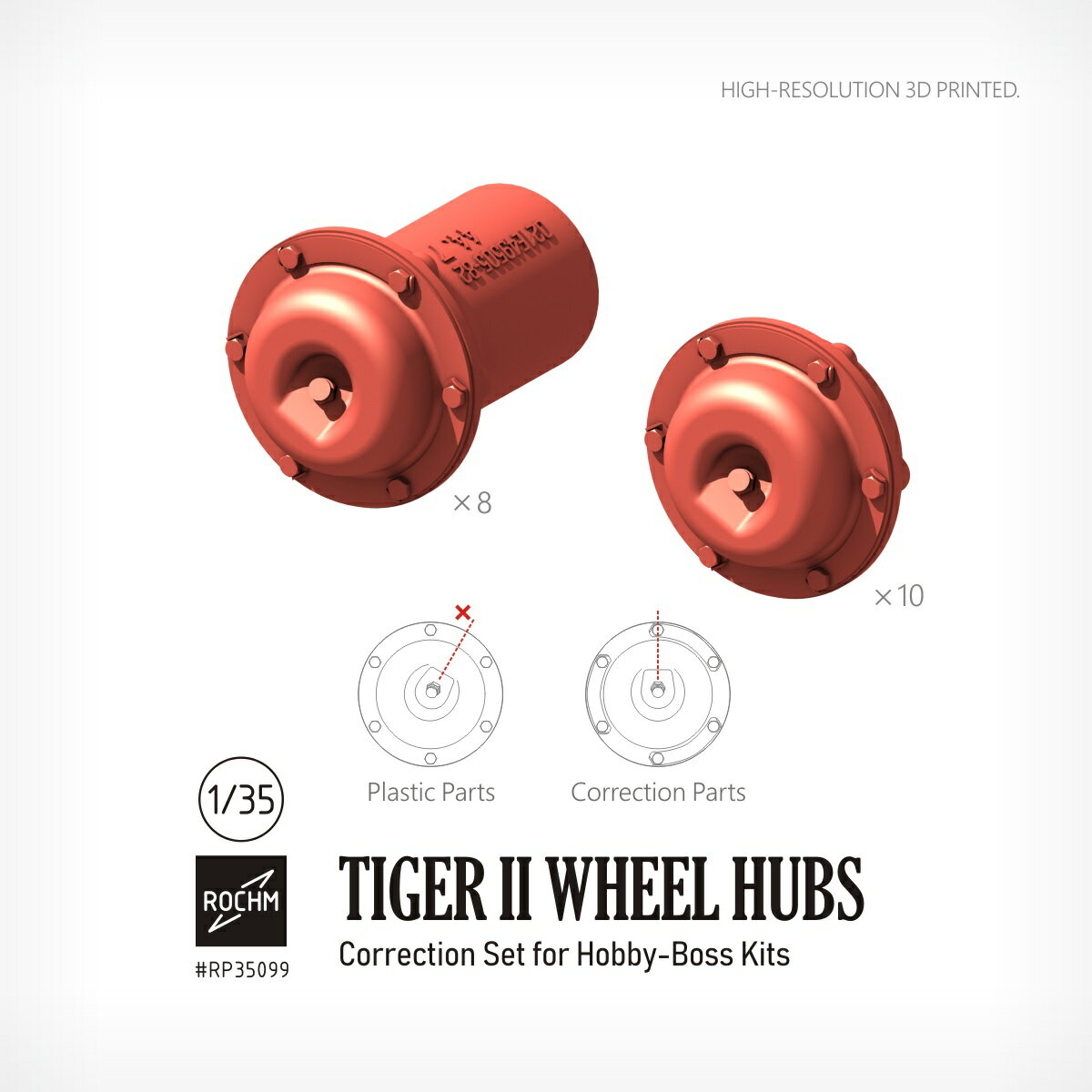 1/35 WWII ドイツ キングタイガー(タイガーII)重戦車 ホイールハブ修正セット(ホビーボス用) 【RP35099】 (プラモデル)