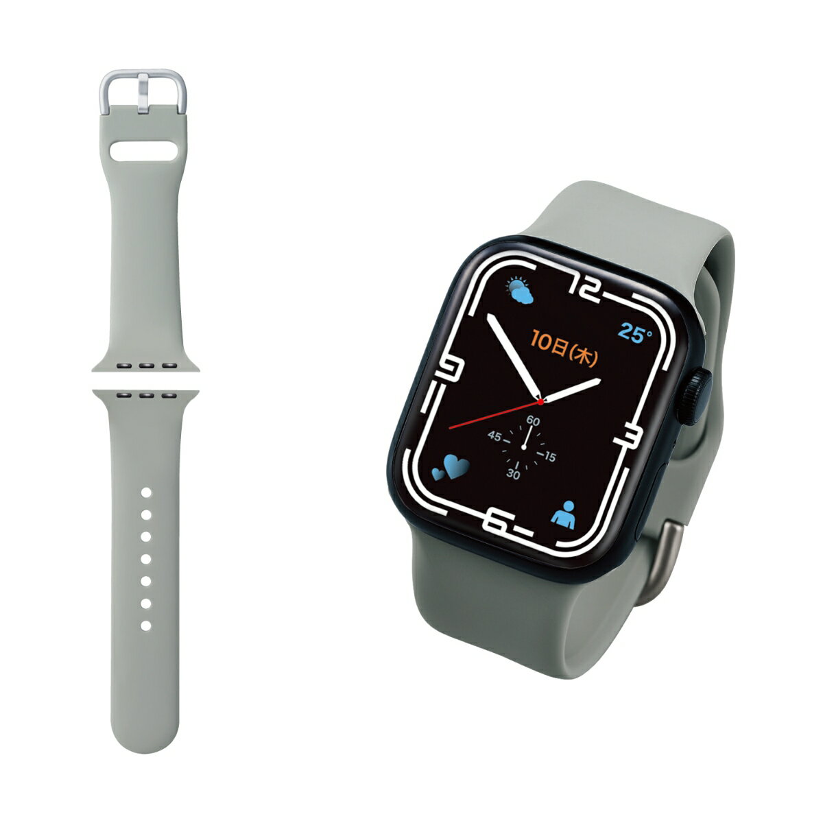 Apple Watch 41/40/38mm用バンド/シリコン/ニュアンスカラー/グレー