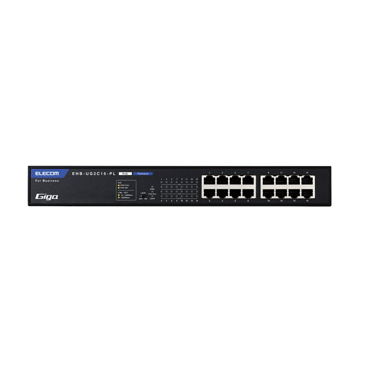 法人用ノン・インテリジェントスイッチングハブ/Gigabit対応/PoE/16ポート/電源内蔵モデル/小型筐体/ファンレス/3年保証