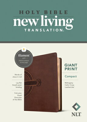 NLT Compact Giant Print Bible, Filament-Enabled Edition (Leatherlike, Mahogany Celtic Cross, Red Let NLT COMPACT GP BIBLE FILAMENT Tyndale