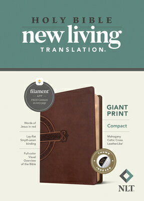 NLT Compact Giant Print Bible, Filament-Enabled Edition (Leatherlike, Mahogany Celtic Cross, Indexed NLT COMPACT GP BIBLE FILAMENT Tyndale