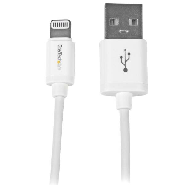 1m iPhone／ iPod／ iPad対応AppleLightning-USBケーブル ホワイト Apple MFi認証取得 ライトニング 8ピン（オス）-USB A（オス）