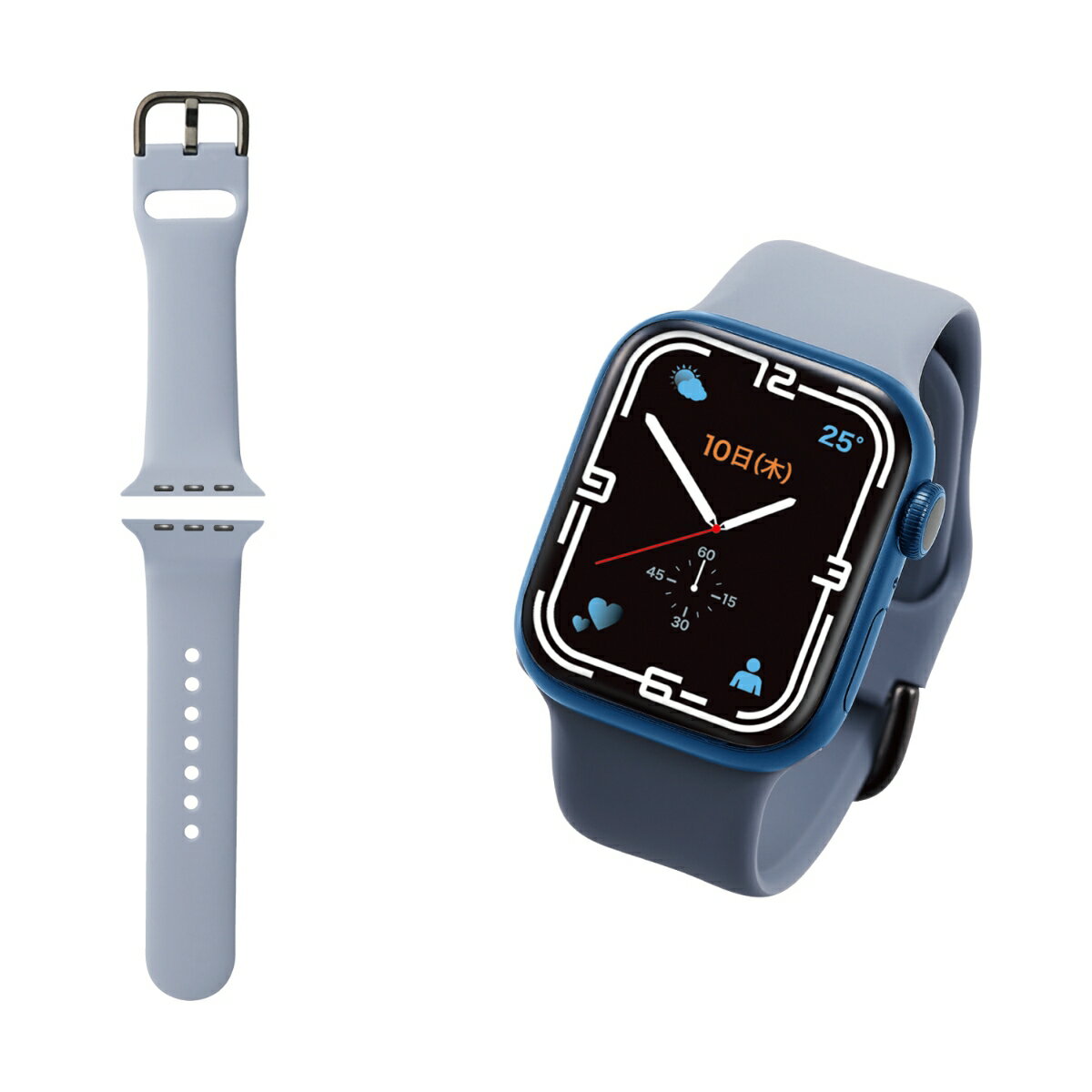 Apple Watch 41/40/38mm用バンド/シリコン/ニュアンスカラー/ネイビー