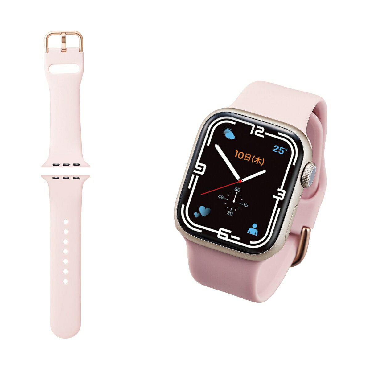 Apple Watch 41/40/38mm用バンド/シリコン/ニュアンスカラー/ピンク