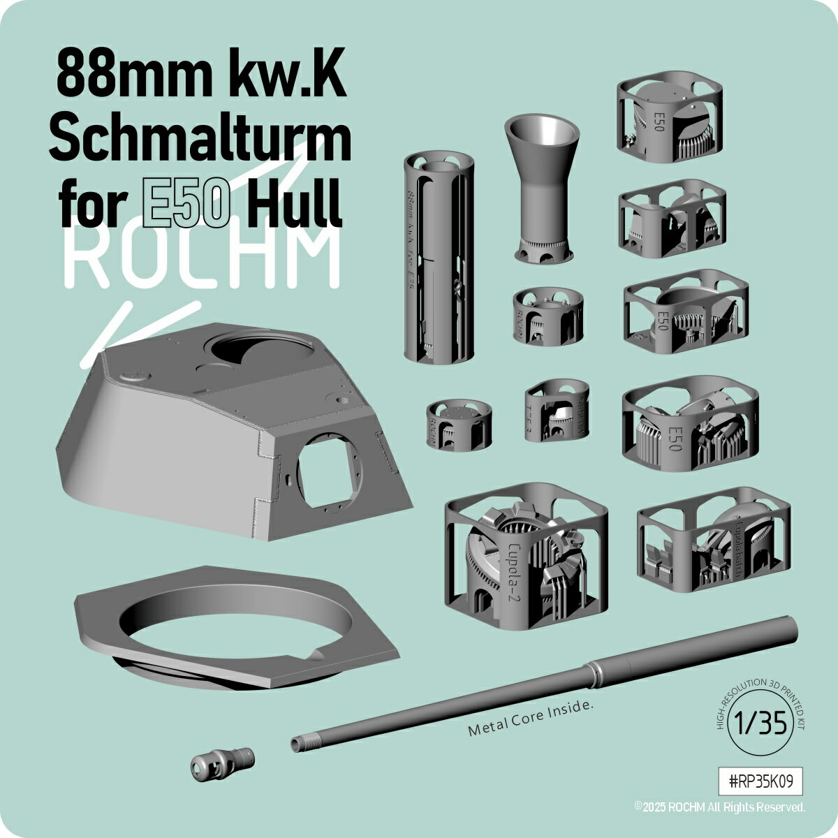1/35 WWII ドイツ E50中戦車用 8.8cm戦車砲シュマルトゥルム(小型砲塔) 【RP35K09】 (プラモデル)