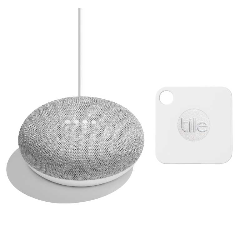 【お買い得セット】Google Home Mini チョーク ＋ Tile Mate 通常版（落とし物、紛失防止 トラッカー）