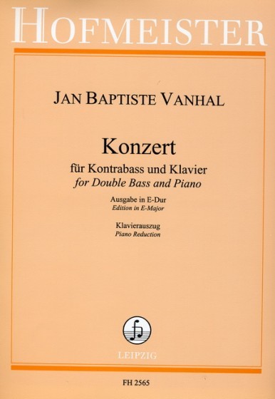 【輸入楽譜】ヴァンハル(ヴァニュハル), Jan Krtitel: コントラバス協奏曲 ニ長調(ホ長調バージョン)/Ed. Herrmann