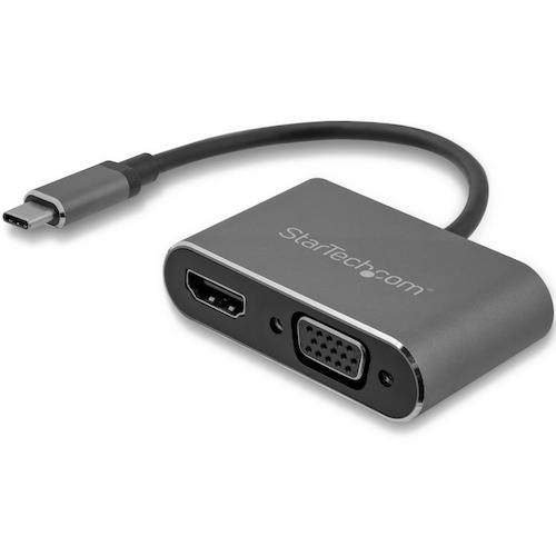 2 in 1 USB Type-C - VGA／HDMI 変換ディスプレイアダプタ 4K／30Hz スペースグレー