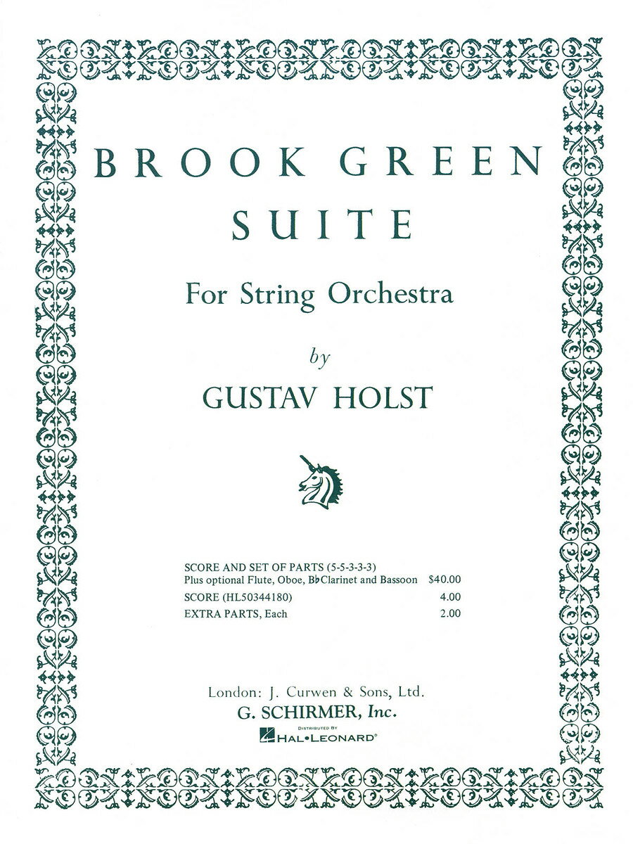 【輸入楽譜】ホルスト, Gustav: ブルック・グリーン組曲: スコアとパート譜セット(オプショナル Fl,Ob,Cl,Bs)