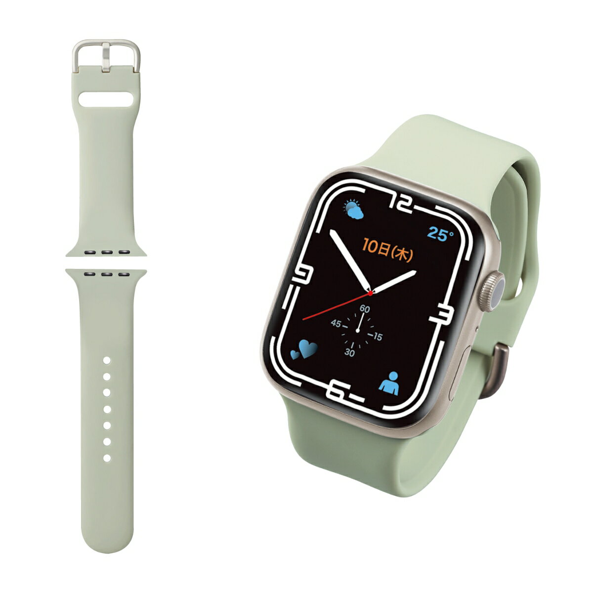 Apple Watch 45/44/42mm用バンド/シリコン/ニュアンスカラー/アイボリー