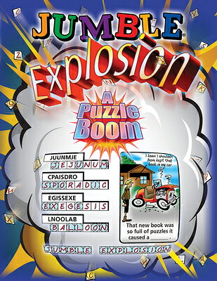 Jumble Explosion is a clever and humorous puzzle collection, featuring a series of mixed-up words coupled with a cartoon.