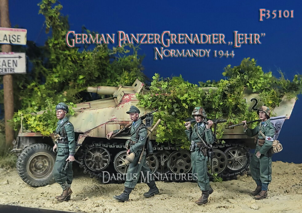 1/35 WWII ドイツ 装甲擲弾兵「教導連隊」行軍セット ノルマンディー1944(4体入) 【DMF35101】 (プラモデル)