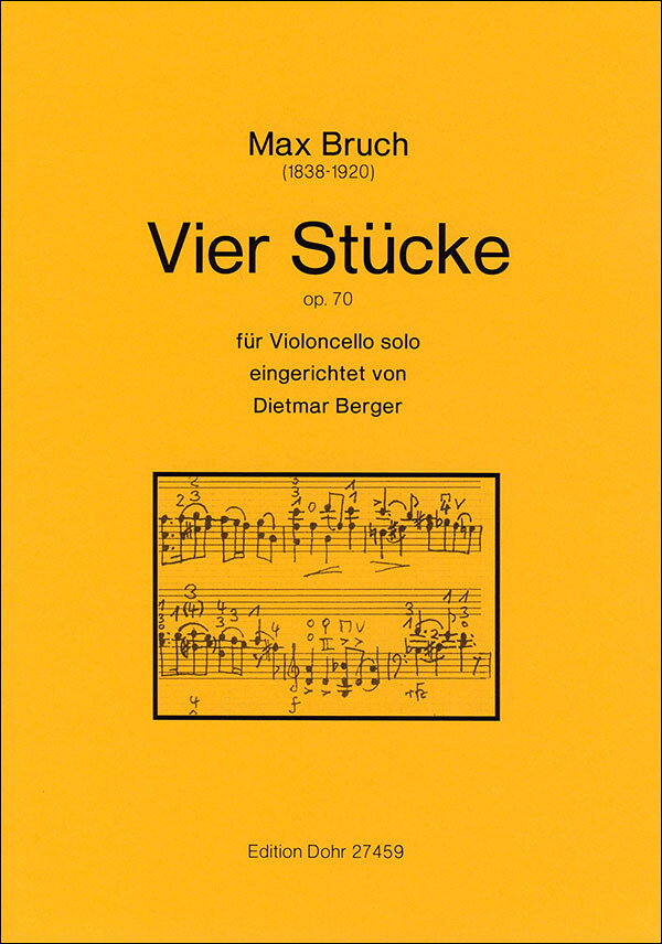 【輸入楽譜】ブルッフ, Max: 4つの小品 Op.70/チェロ・ソロ用/Berger編