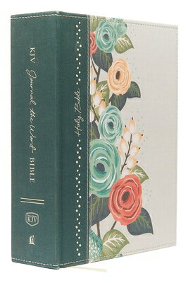 KJV, Journal the Word Bible, Large Print, Green Floral Cloth, Red Letter Edition: Reflect, Journal, KJV JOURNAL THE WORD BIBLE LP [ Thomas Nelson ]