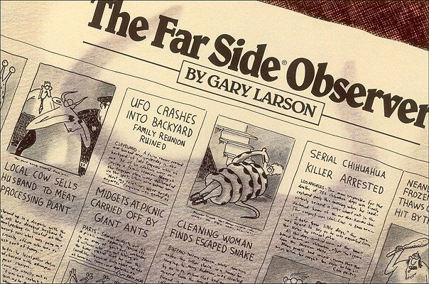 Here, in this eighth all-new collection of The Far Side, are gathered all the denizens from that often strange but always funny world--creatures who first were seen in such newspapers as the New York Daily News and the Washington Post. Illustrated.