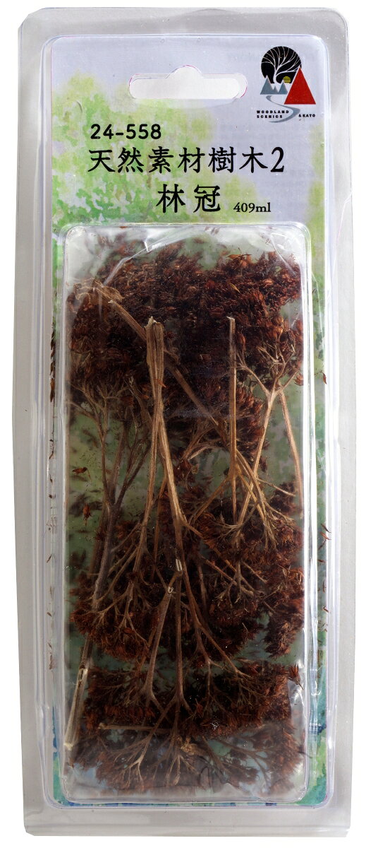 製品特徴
・本物の植物を染色した枝素材です。ミニチュアの樹木のような形状で細密な枝の表現に適しています。
・林冠は森林で葉が最上部だけに茂る幹の様子の再現などに適した素材です。高木や森林の再現に活用できます。

・ホビー系商品についての諸注意
メーカー都合により発売の大幅な延期が発生する可能性がございます。
予約商品についてはメーカーから順次入荷次第の発送となります。メーカー公表の発売日とは異なる場合がございますのでご了承ください。【対象年齢】：8歳以上