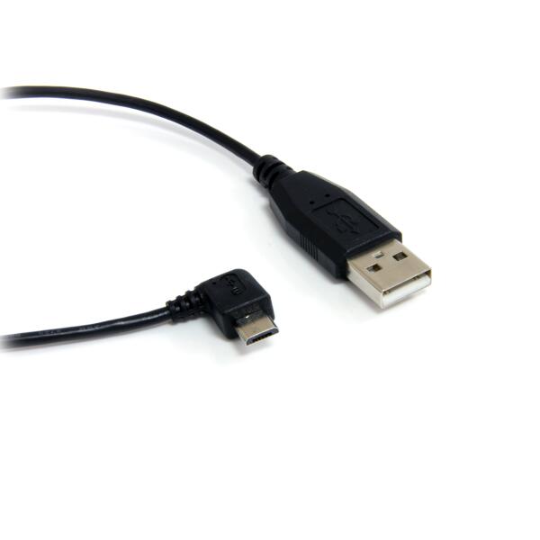 30cm micro USB変換ケーブル マイクロUSB右向きL型ケーブル USB-A オス - USB micro-B オス