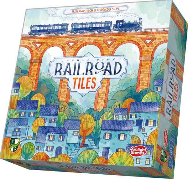 シンプルな手順ながら、3種の得点手段や
ペナルティの存在が悩ましさを生むタイル配置ゲーム

『レイルロード・タイルズ』で、誰よりも魅力的な街を作りましょう！
本作は、レイル（鉄道）とロード（高速道路）が描かれたタイルを並べて、複数の街からなる独自の都市を構築するゲームです。どの道も途切れないようにタイルをつなげつつ、最多得点を目指しましょう。

プレイヤーは8ラウンドにわたり、駅に置かれたタイルから1列をまとめて選んで、手元で配置していきます。ラウンドごとに指定されているコマに対応したアイコンがあれば、追加の勝利点を得ることもできます。最後により多い都市、より大きい長方形ができれいれば高得点を得られますが、どこともつながっていない道があると減点になってしまうので、タイルは計画的に選ぶのがポイント！
ゲームに慣れたら、様々な得点条件や制約を持つ「施設タイル」を加えてより上級者向けのプレイにチャレンジしてみましょう。

【内容物】
ルートタイル：106枚、施設タイル：28枚、列車コマ：18個、自動車コマ：18個、旅客コマ：18個、星コマ：10個、プレイヤーコマ：4個、駅ボード：1枚、配置マーカー：7個、勝利点トークン：64個、袋：1枚、2人用ゲームマーカー：1個、ルール説明書：1冊【対象年齢】：8歳以上