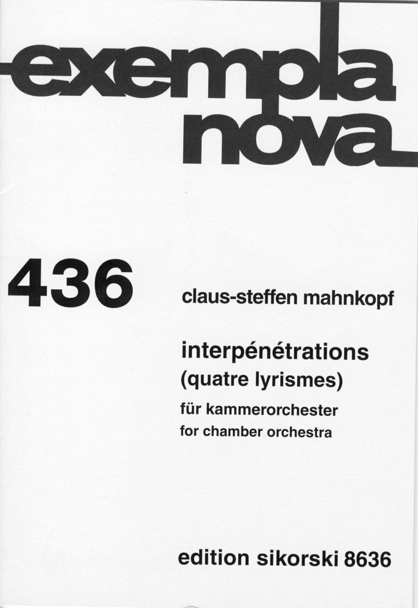 【輸入楽譜】マーンコップ, Claus-Steffen: インターペネトレイション(4つのリズム)(Kammerorchester)