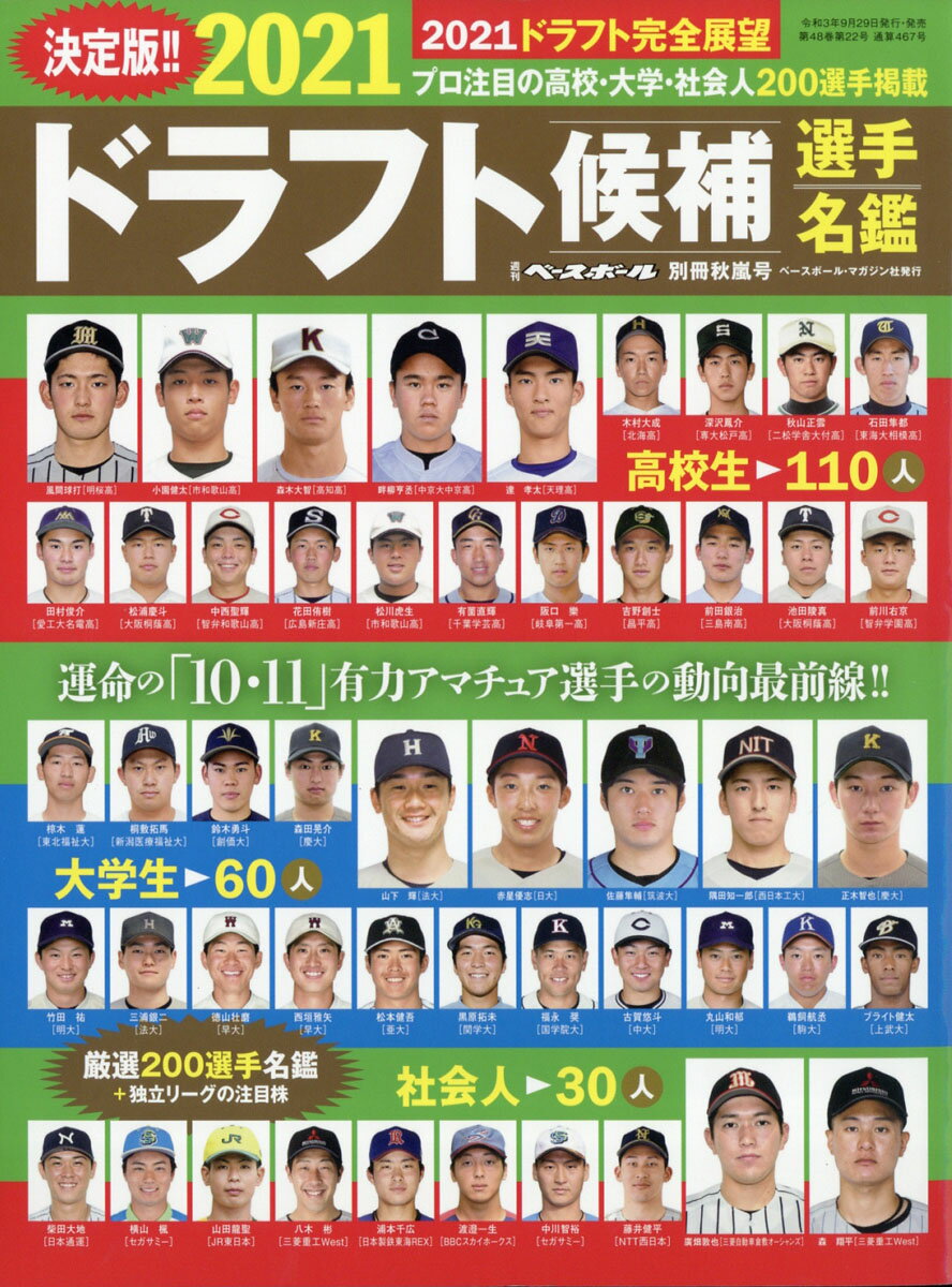 週刊ベースボール増刊 2021ドラフト候補選手名鑑 2021年 10/28号 [雑誌]