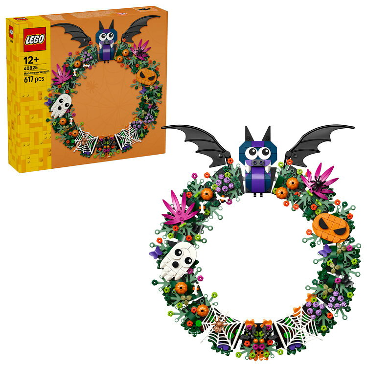 レゴ&reg; ハロウィンリースカラフルなブロックで組み立てる、ユニークなリースを飾ってハロウィンを楽しもう。 毎年組み立てて飾る毎年ハロウィンの時期に組み立てを楽しんでから壁に飾ればハロウィン気分を盛り上げられます。360Clip.mp4 -->レゴ&reg; ハロウィンリース   ハロウィンのホームデコ組み立て式のレゴ&reg; ハロウィンリース。    こわーいハロウィンアイテム大きなコウモリ、カボチャ、おばけ、クモの巣が付属。    完成したリースを飾ろう壁掛け用のひも付き。  家族で楽しむハロウィン壁掛け用のひも付き。 さらに広がるレゴ&reg;の楽しみ別売のレゴ&reg;組み立てセットと組み合わせてお楽しみください。・ レゴ&reg; ハロウィンリース - カラフルなブロックで組み立てる、ユニークなリースを飾ってハロウィンを楽しもう
・ ハロウィンにつきもののアイテム - 大きなコウモリ・かぼちゃ・オバケ・こわ〜い目玉・クモの巣などが付いたカラフルな飾り
・ リースを飾ろう - 玄関ドアや壁などに吊り下げて飾るためのひもが付属
・ 家族で季節のイベントを楽しもう - みんないっしょにハロウィンを楽しめるレゴ&reg;組み立てセット
・ ハロウィンにちなんだ贈り物 - 季節の行事をクリエイティブに楽しみたいすべての方に（対象年齢：12才以上）
・ サイズ - （約）高さ29cm × 幅26cm ピース数：617
・ レゴデュプロ以外の製品には、小さな部品が入っています。間違って飲み込む危険がありますので、4才未満のお子さまには遊ばせないでください。【対象年齢】：12歳以上【商品サイズ (cm)】(幅×高さ×奥行）：28.2×26.2×5.9
