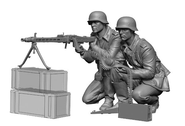 1/24 WWII ドイツ 機関銃チームセット(2体入) 【HS24084】 (プラモデル)