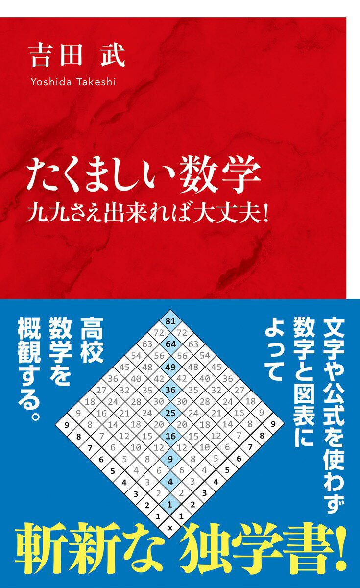 世に言う、抽象性、論証、公式、定理、積み重ね、ひらめき等、数学にまつわる固定観念を全て捨てれば、どうなるか。本書は１７０点を超える図・数表・グラフによる具体例を頼りに、高校数学の直感的な把握を試みた新形式の著作である。ｘやａなどの文字や公式を用いず、論証も行わない。九九から始めて大学入試問題に至るまで、テーマ間の関連と類似を基に話を進めていく。網羅的でも、到達度を誇るのでもない、野心的な独学書。