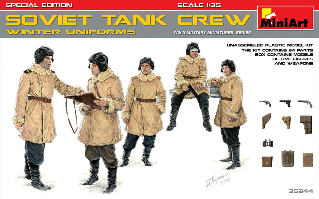 1/35 WW.II ソビエト軍 冬季防寒コートを着用した戦車兵 小火器付属 5体セット 【MA35244】 (プラモデル)