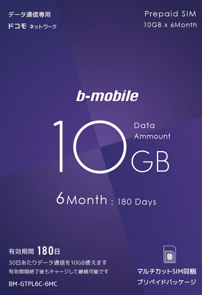 b-mobile 新10GBプリペイド 10GBx6(利用期間180日)