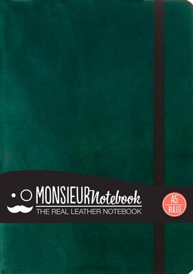 Monsieur Notebook Green Leather Ruled Medium BB-MONSIEUR NOTEBK LEATHER-GRN [ Hide Stationery Ltd ]