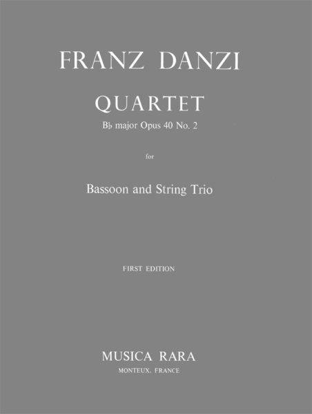 ダンツィ, Franz: ファゴット四重奏曲 Op.40 第2番 ニ短調/Waterhouse編: スコアとパート譜セット 