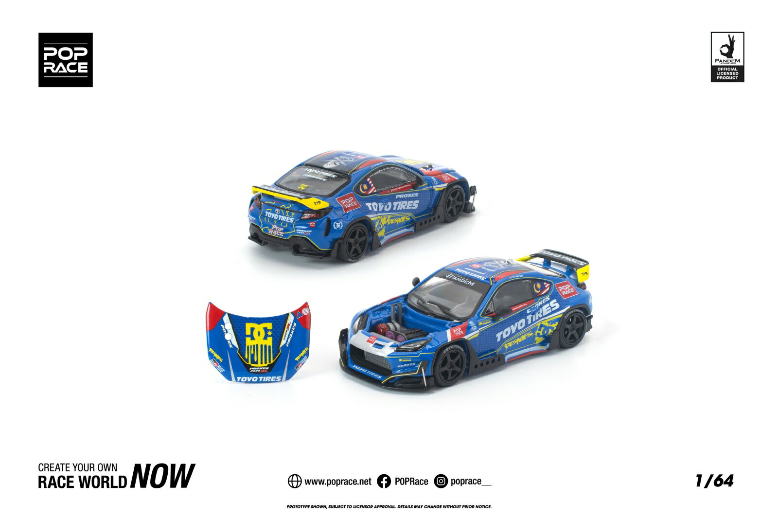 世界的に知られるドリフトドライバー、テンク・ジャン・レイの最新競技仕様GR86が、POP RACEより1/64スケールで登場。
PANDEMならではの迫力あるワイドボディに、視線を奪うアイキャッチなレーシングリバリーをまとった特別仕様。
実戦マシンの存在感とドリフトシーンの躍動感を、コンパクトスケールで精密に再現しています。

※掲載写真は試作品です。実際の製品とは異なる場合がございます。
※本製品はライセンサー監修のもと開発中のため、仕様および細部は予告なく変更となる場合があります。
※メーカー都合により大幅な発売延期や発売中止が発生する場合がございます。予めご了承ください。

・ホビー系商品についての諸注意
メーカー都合により発売の大幅な延期が発生する可能性がございます。
予約商品についてはメーカーから順次入荷次第の発送となります。メーカー公表の発売日とは異なる場合がございますのでご了承ください。【対象年齢】：15歳以上
