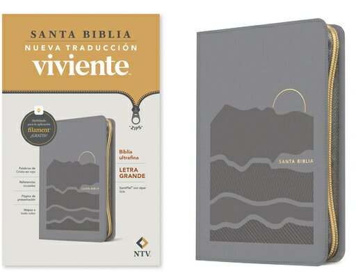 Biblia Ultrafina Ntv, Letra Grande de Zper Con Filament (Sentipiel, Gris, Letra Roja) BIBLIA ULTRAFINA NTV LETRA GRA 