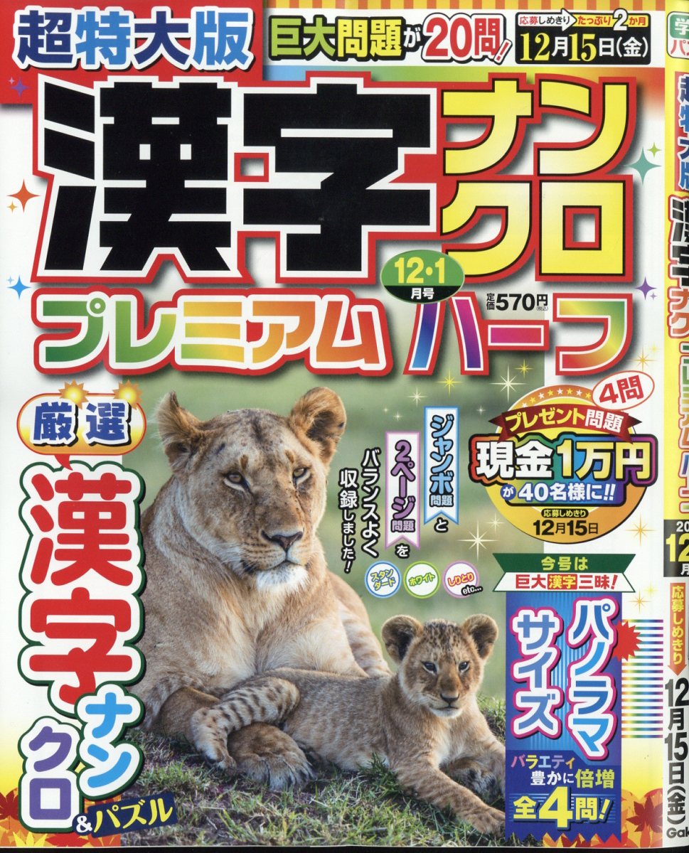 超特大版 漢字ナンクロ プレミアムハーフ 2023年 12月号 [雑誌]